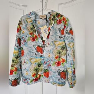 Gucci Kids' Light Blue Tropical Zip Hoodie Jacket